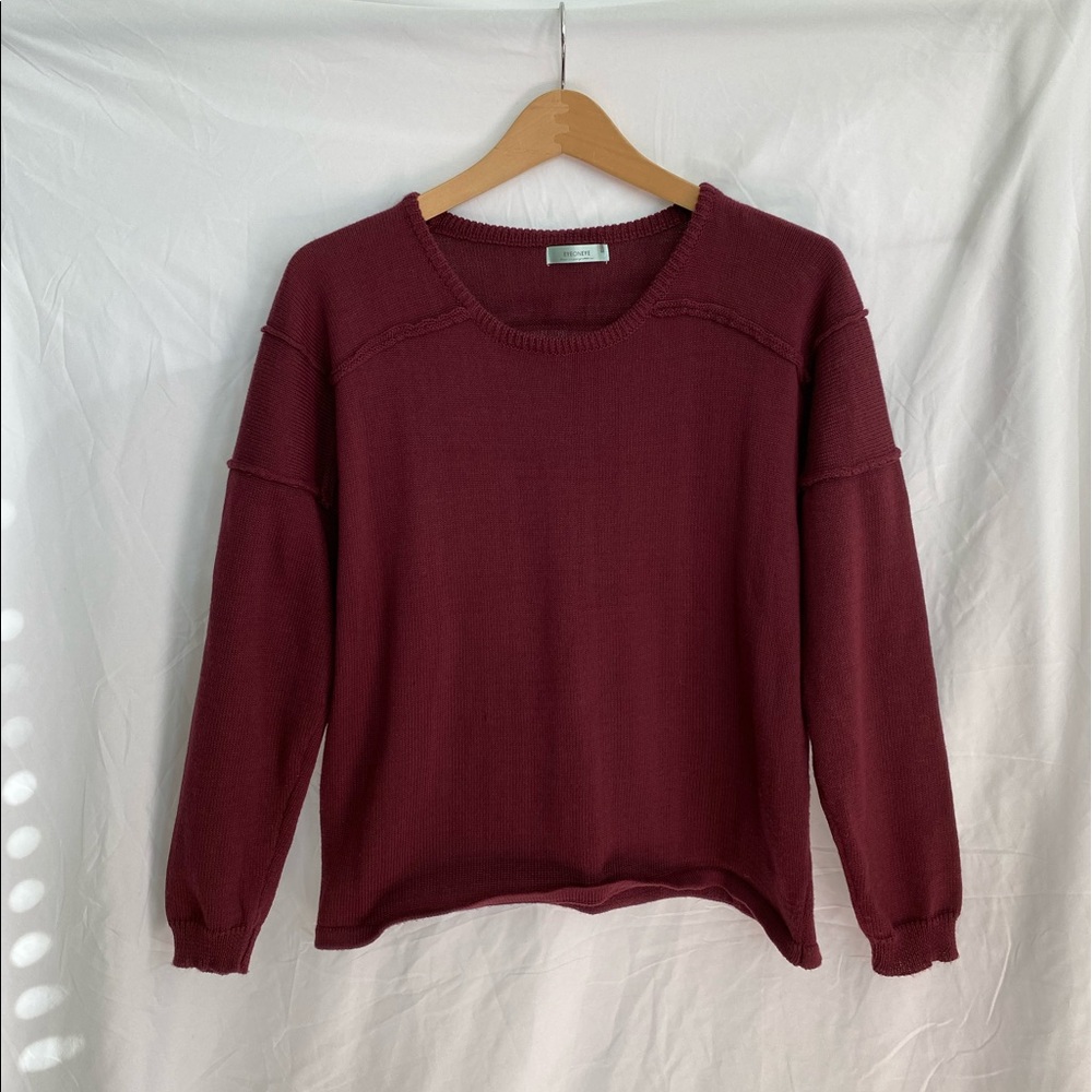 Burgundy Red Relaxed Fit Crewneck Sweater